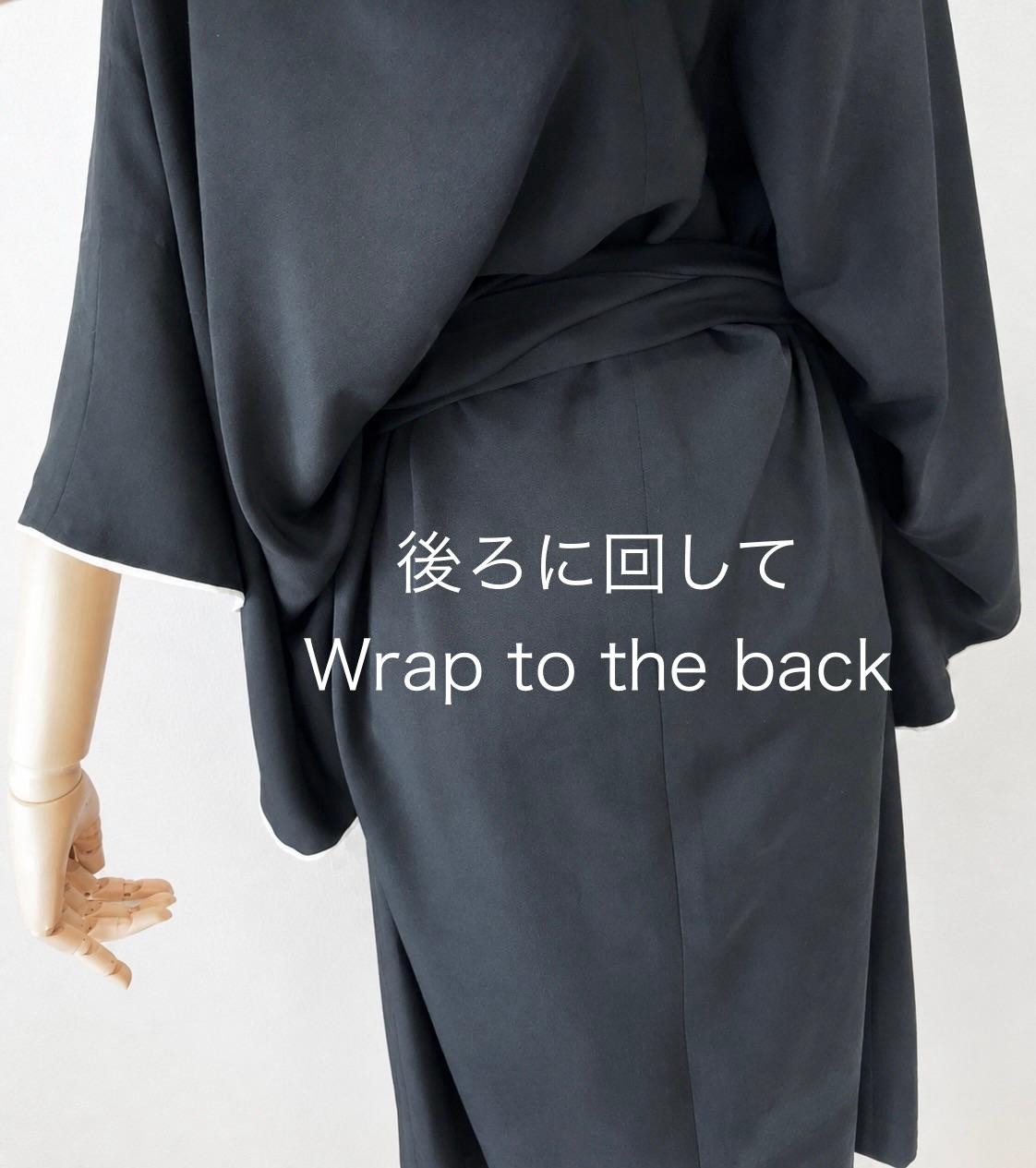 【一点もの】着物リメイク ブラックワンピース|振袖シルクをあしらった手仕立てのデザイナードレス | 6枚目